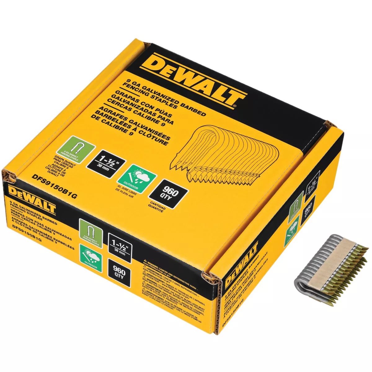 DEWALT 1-1/2 In. 9 Ga. Galvanized Barbed Collated Fence Staple (960-Ct.) - photo 2