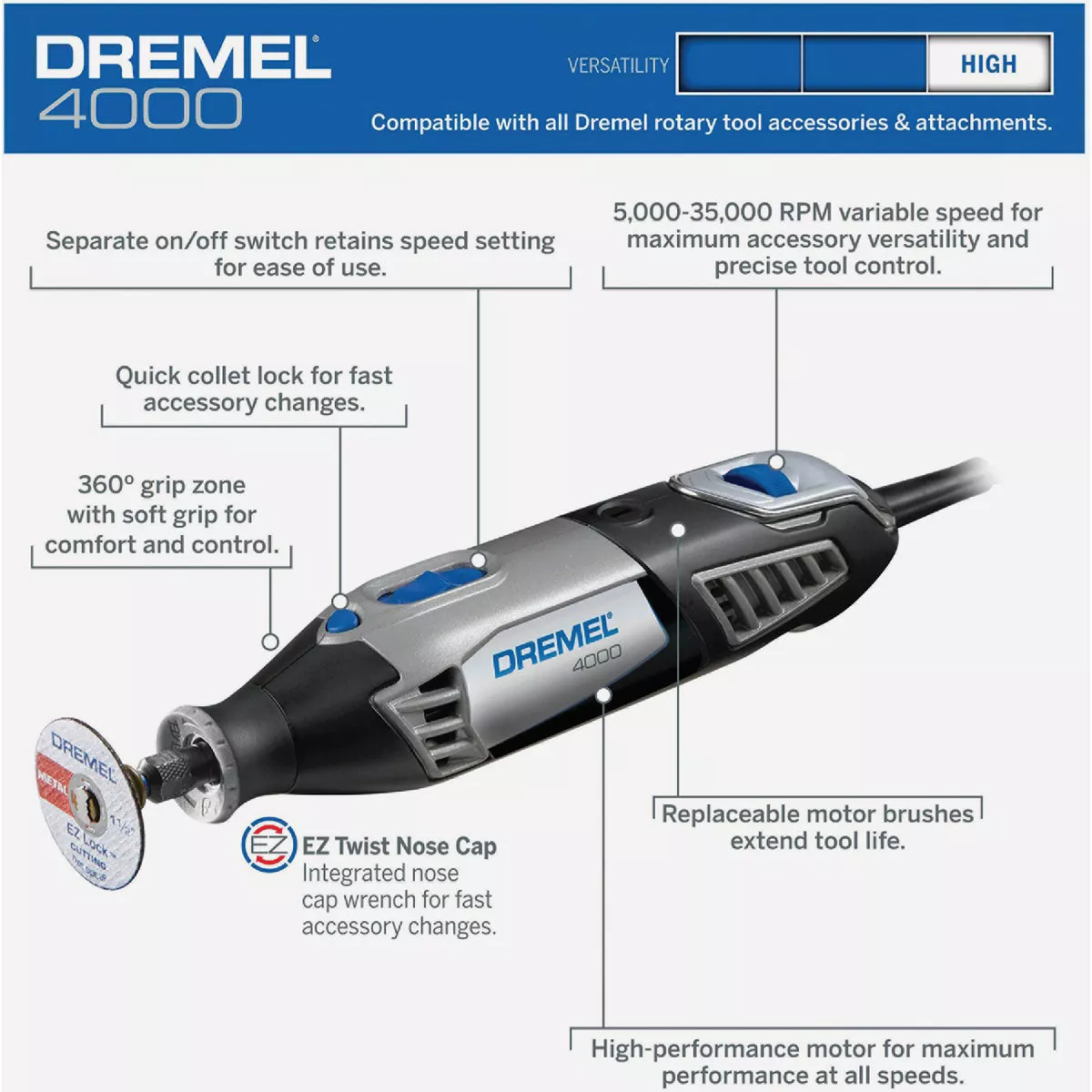 Dremel High Performance 120-Volt 1.6-Amp Variable Speed Electric Rotary Tool Kit - photo 8