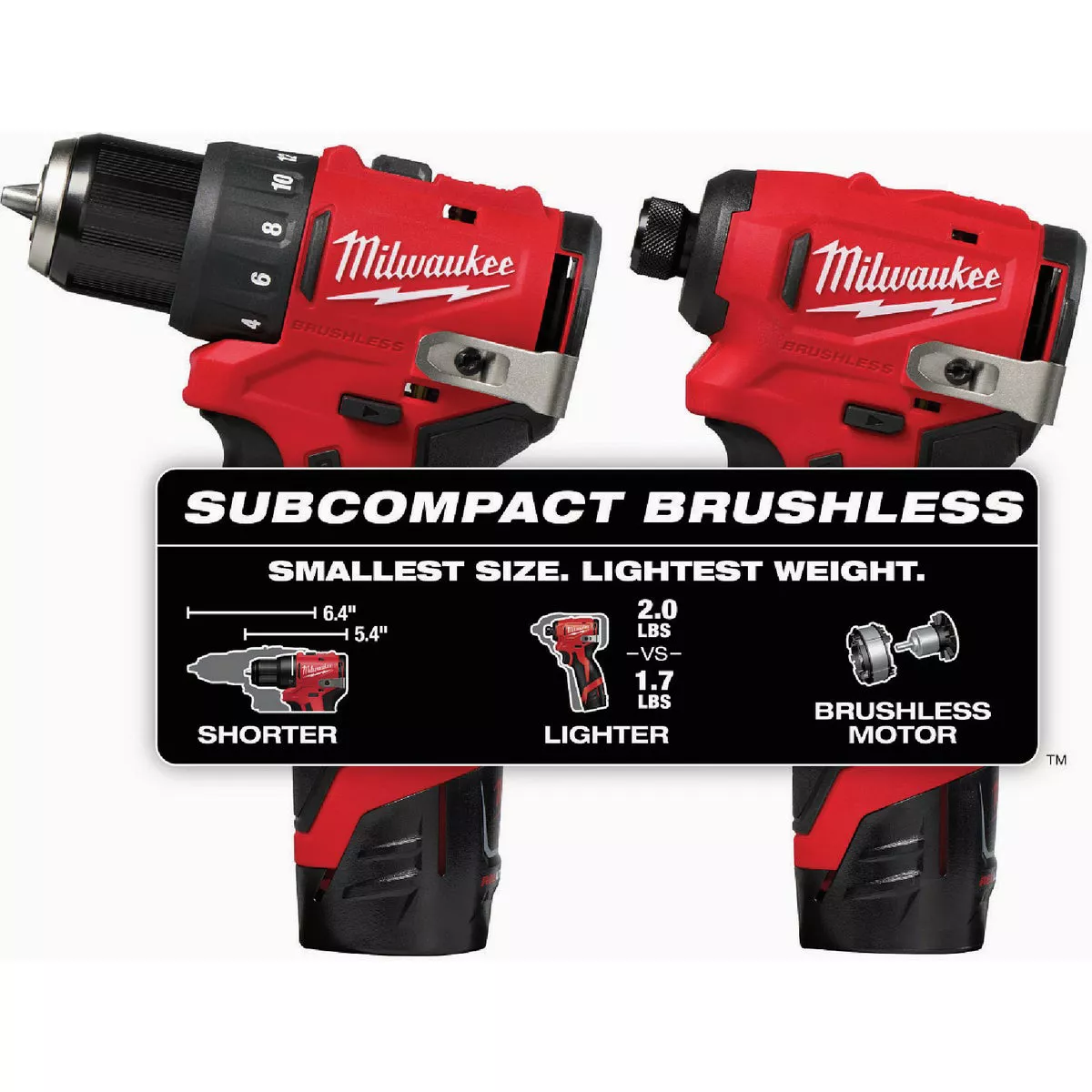 Milwaukee M12 2-Tool Brushless Subcompact Drill/Driver & Impact Driver Combo Kit - photo 2