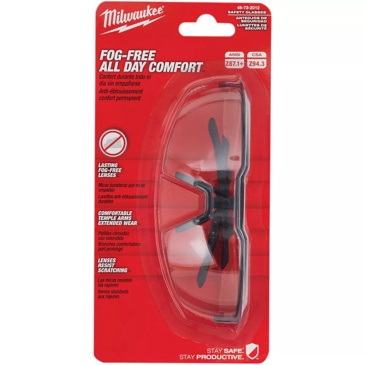 Milwaukee Red & Black Frame Safety Glasses with Clear Fog-Free Lenses - photo 2