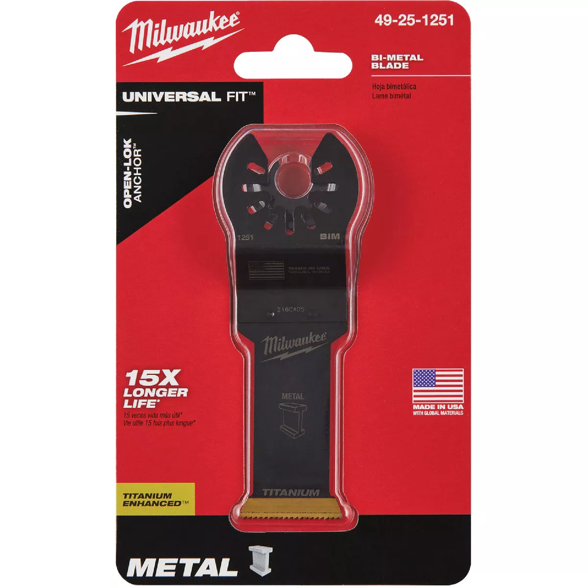 Milwaukee OPEN-LOK 1-1/8 In. Titanium Enhanced Bi-Metal Oscillating Blade - photo 3