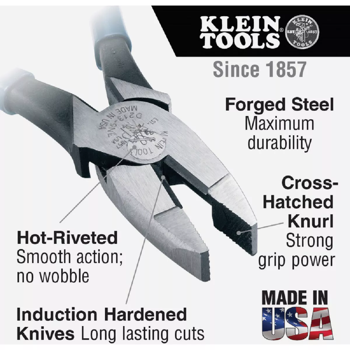 Klein 9 In. High-Leverage Heavy-Duty Linesman Pliers - photo 2