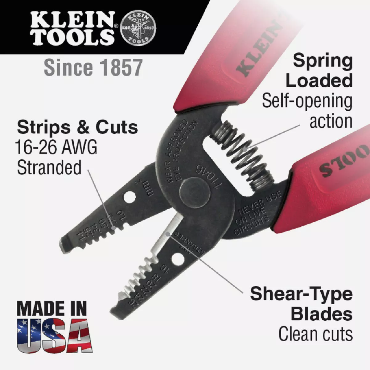 Klein 6 In. 16 AWG to 26 AWG Stranded Wire Stripper - photo 2