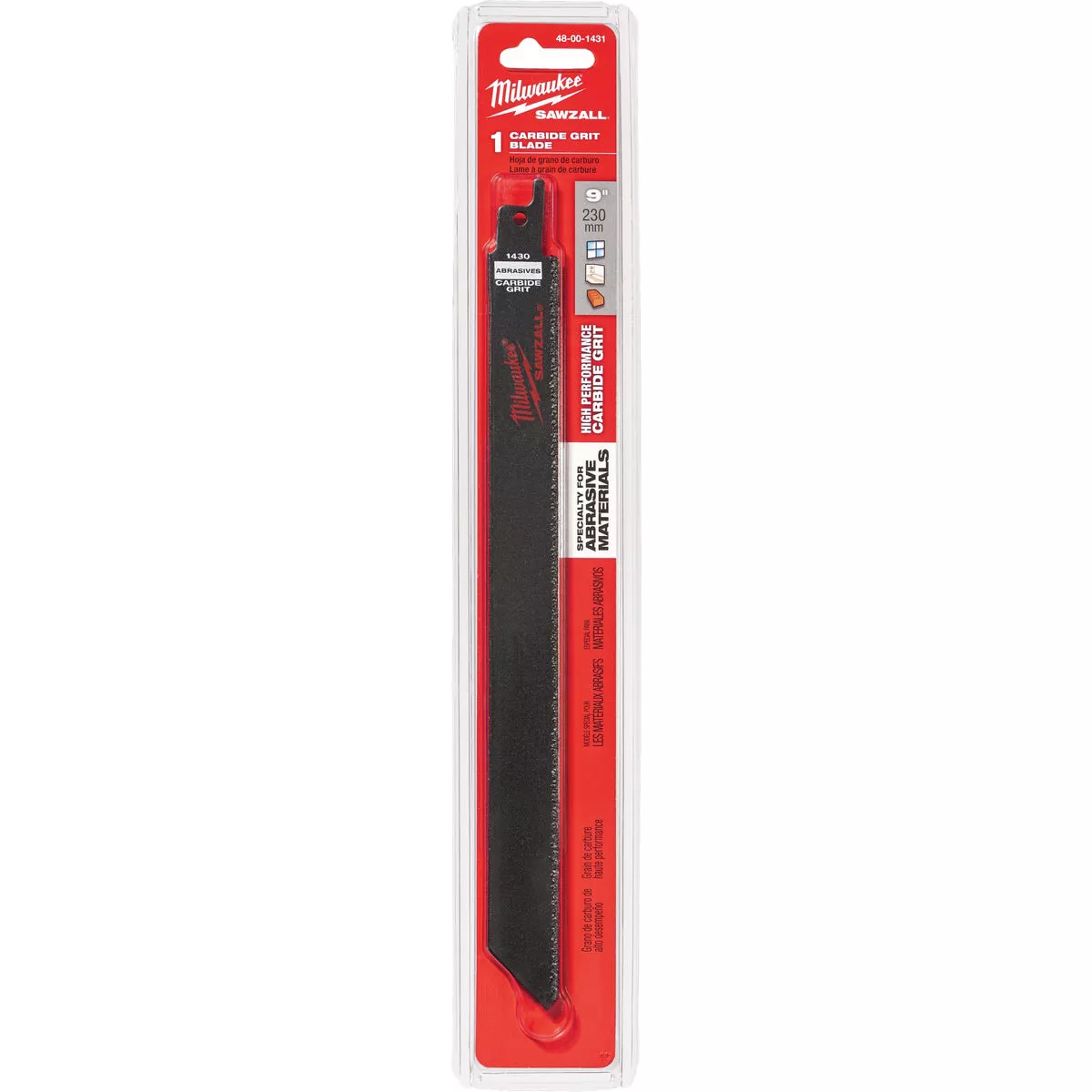 Milwaukee SAWZALL 9 In. Carbide Ceramic, Plaster, Masonry, Brick, Fiberglass Grit Edge Reciprocating Saw Blade