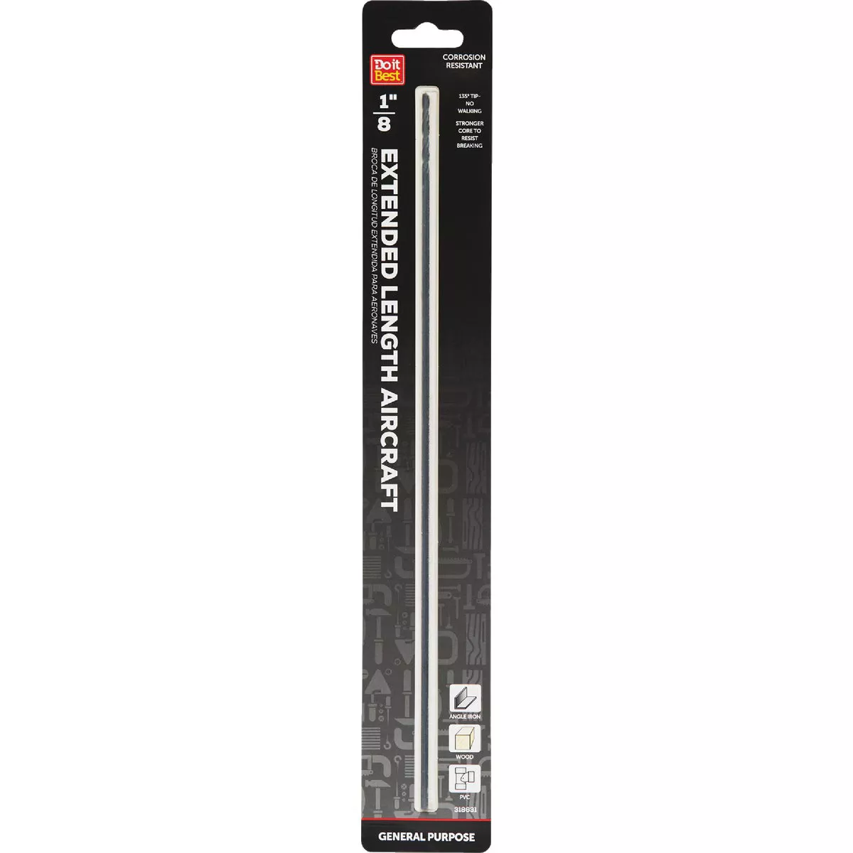 Do it Best 1/8 In. x 12 In. Black Oxide Extended Length Drill Bit