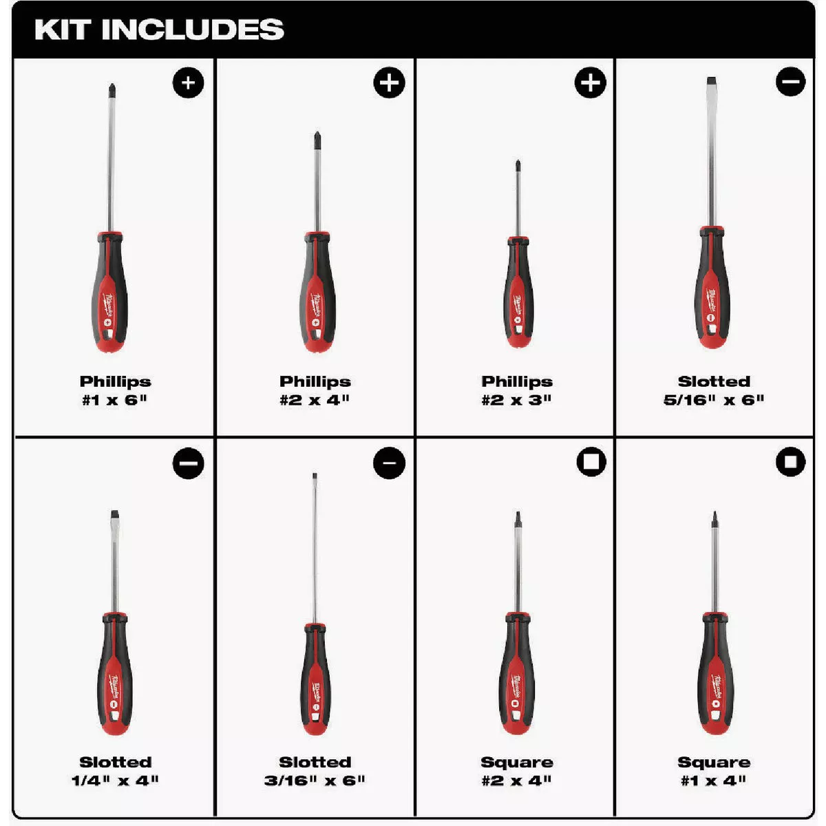 Milwaukee Screwdriver Set with Square Drive (8-Piece) - photo 2