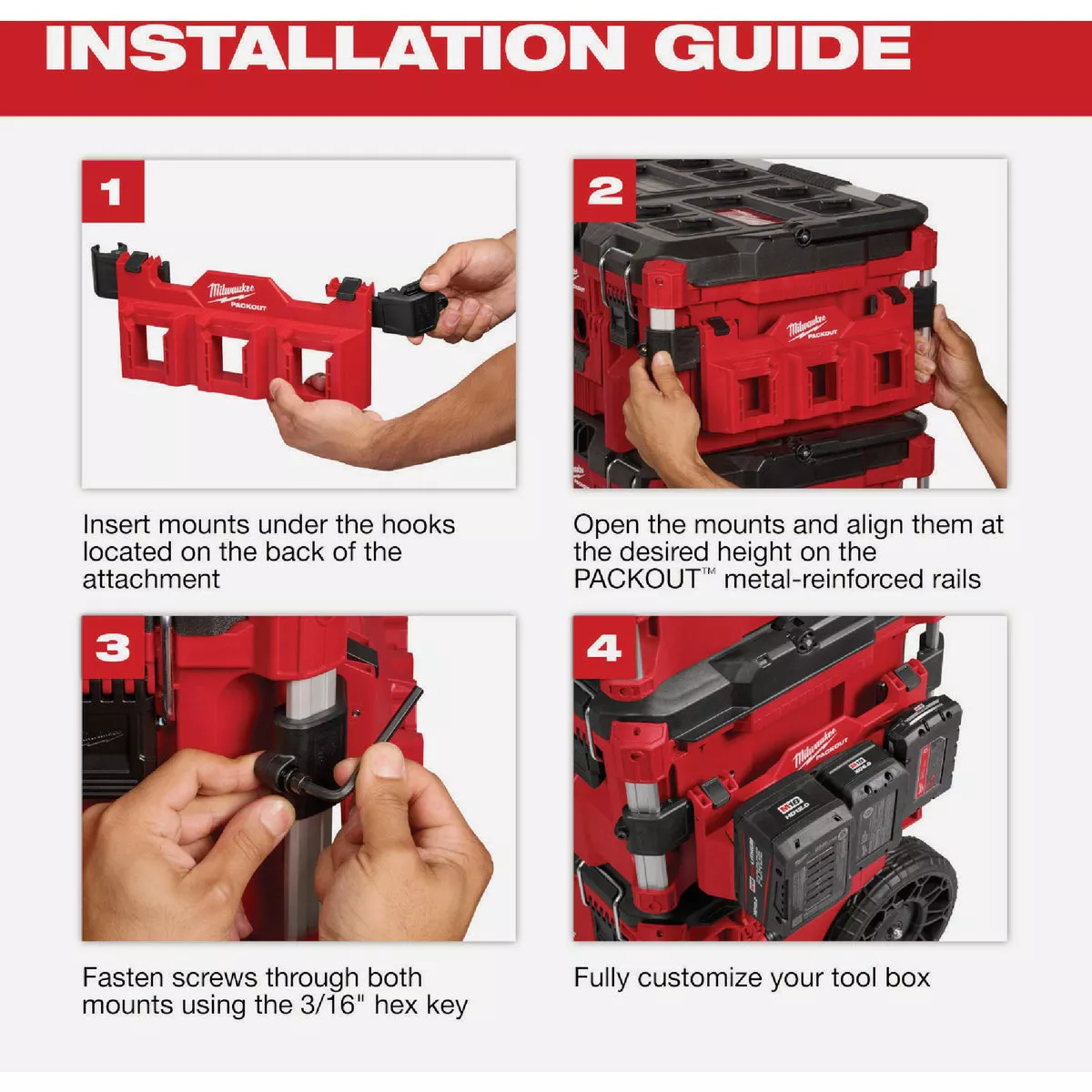 Milwaukee PACKOUT Tool Box M18 Battery Rack Attachment - photo 3