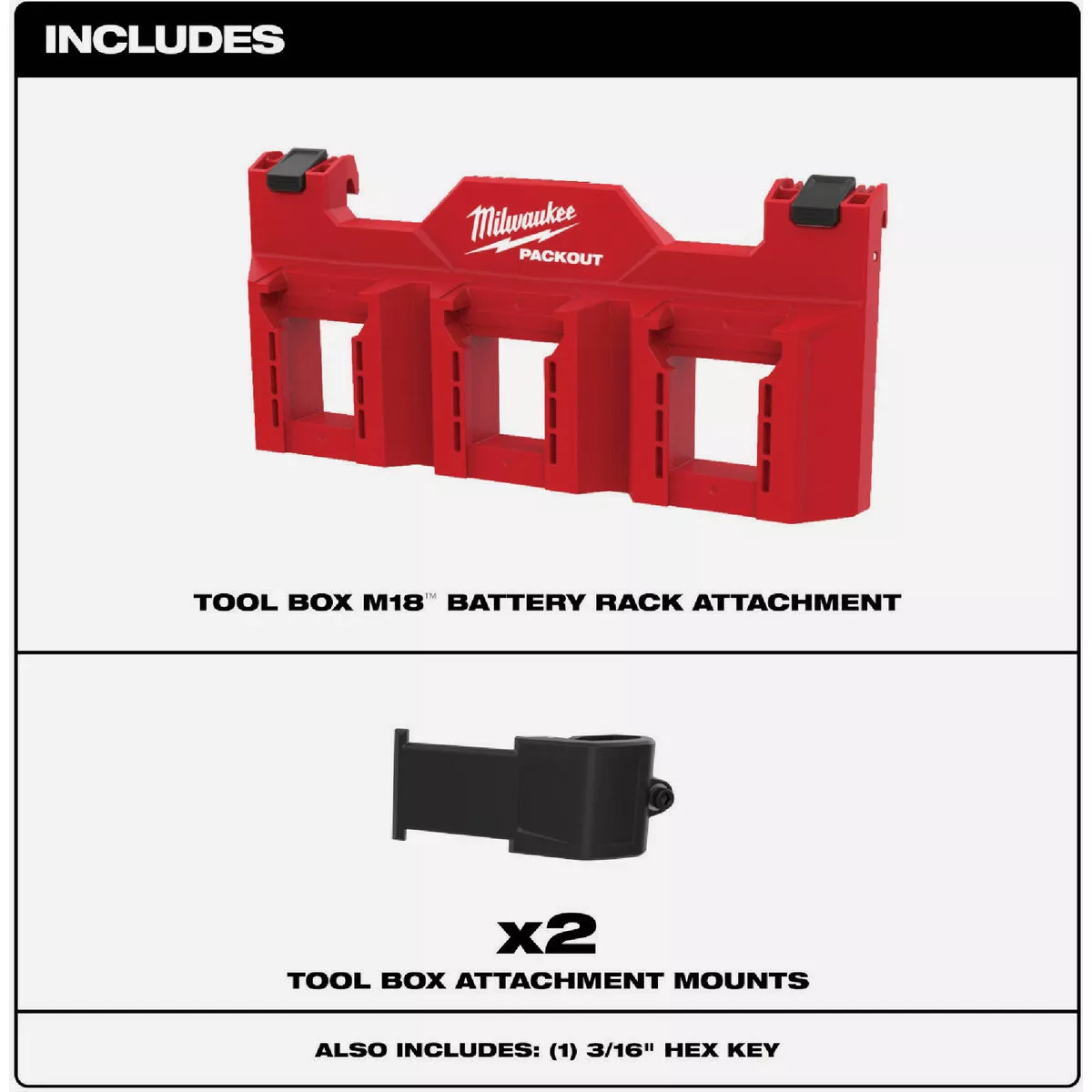Milwaukee PACKOUT Tool Box M18 Battery Rack Attachment - photo 2