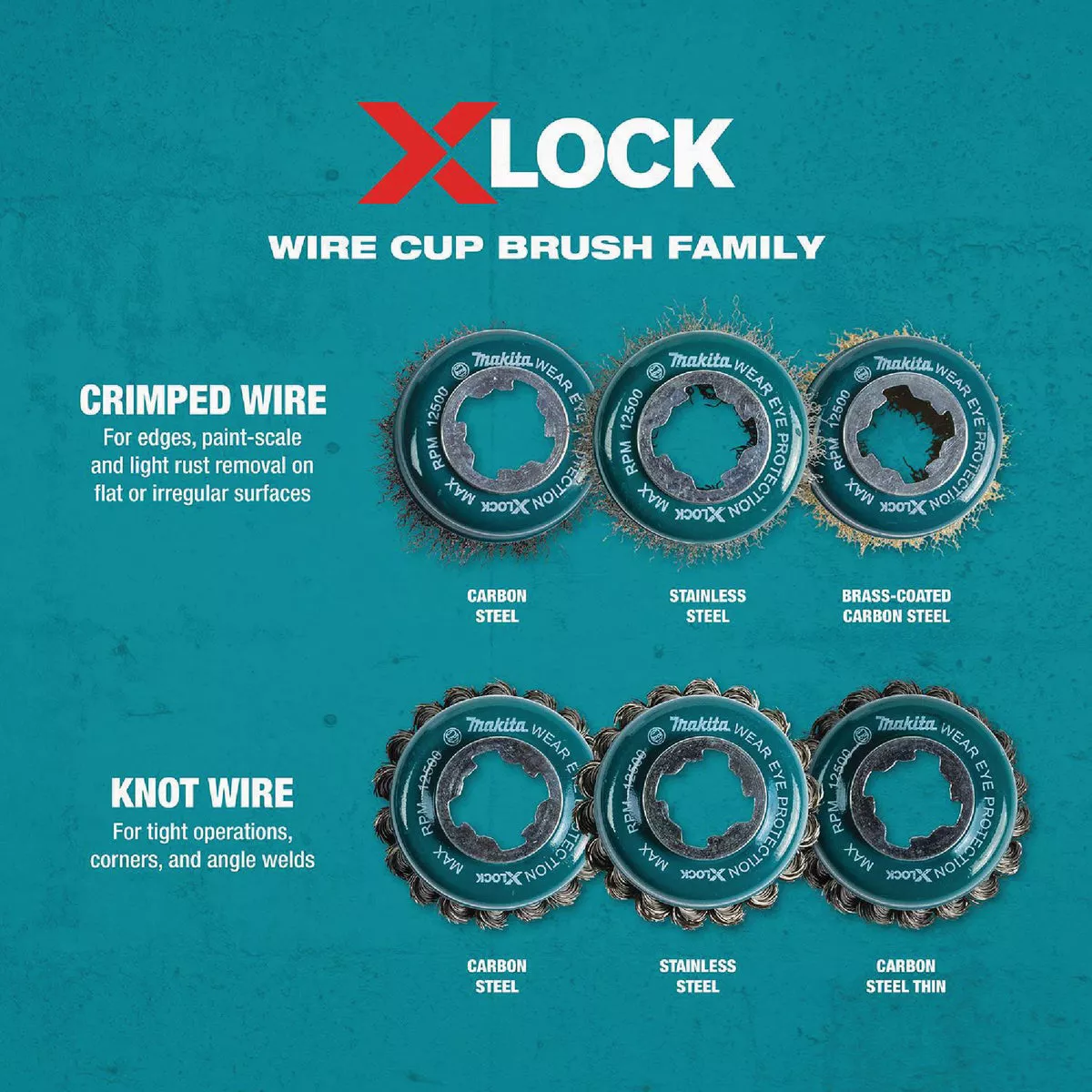 Makita X-LOCK 3-1/8 In. Knotted 0.02 In. Stainless Steel Cup Angle Grinder Wire Brush - photo 7