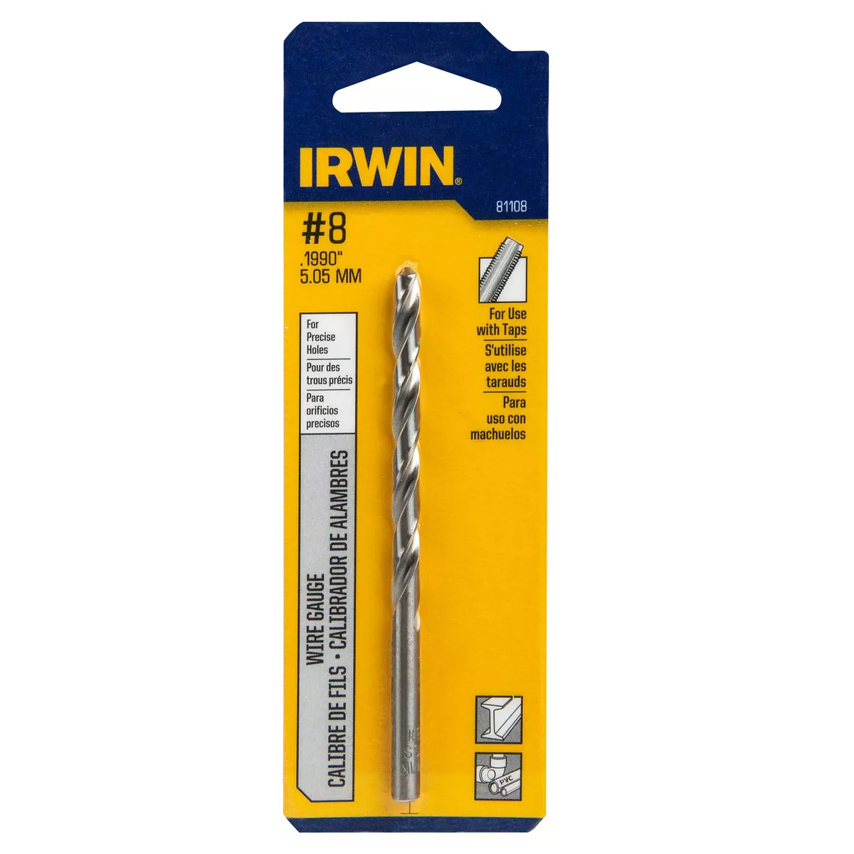 Irwin #8 Bright High Speed Steel Wire Gauge Drill Bit - photo 2