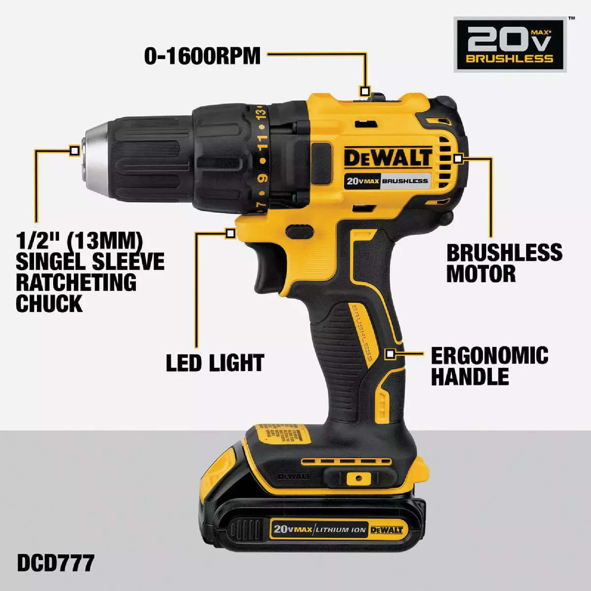 DEWALT 20V MAX 2-Tool Brushless Compact Cordless Drill/Driver & Impact Driver Combo Kit with (2) 1.3 Ah Batteries & Charger - photo 3