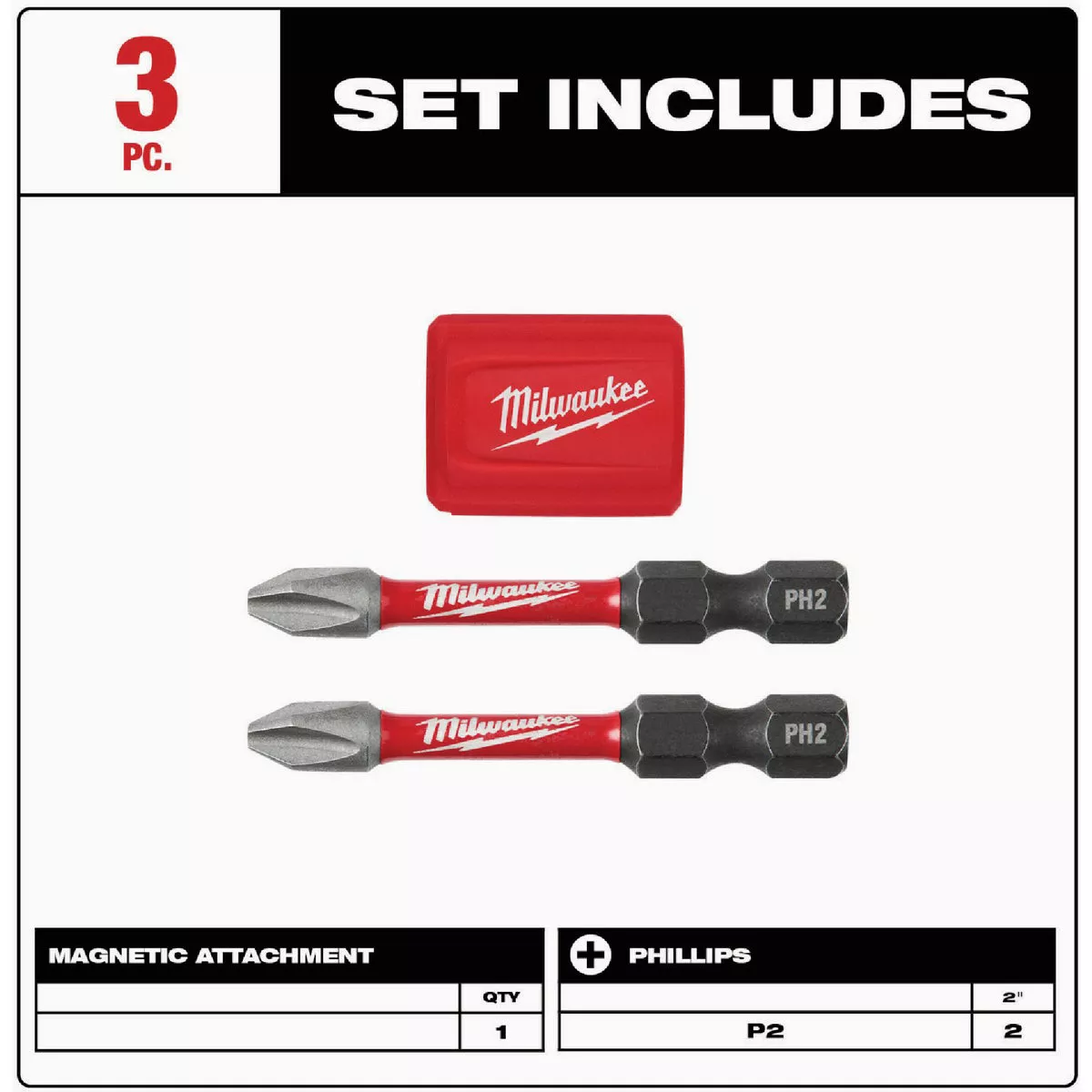 Milwaukee SHOCKWAVE Impact Duty Magnetizer Attachment with (2) PH2 Bits - photo 4