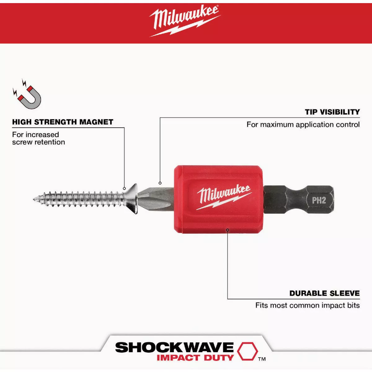 Milwaukee SHOCKWAVE Impact Duty Magnetizer Attachment with (2) PH2 Bits - photo 5
