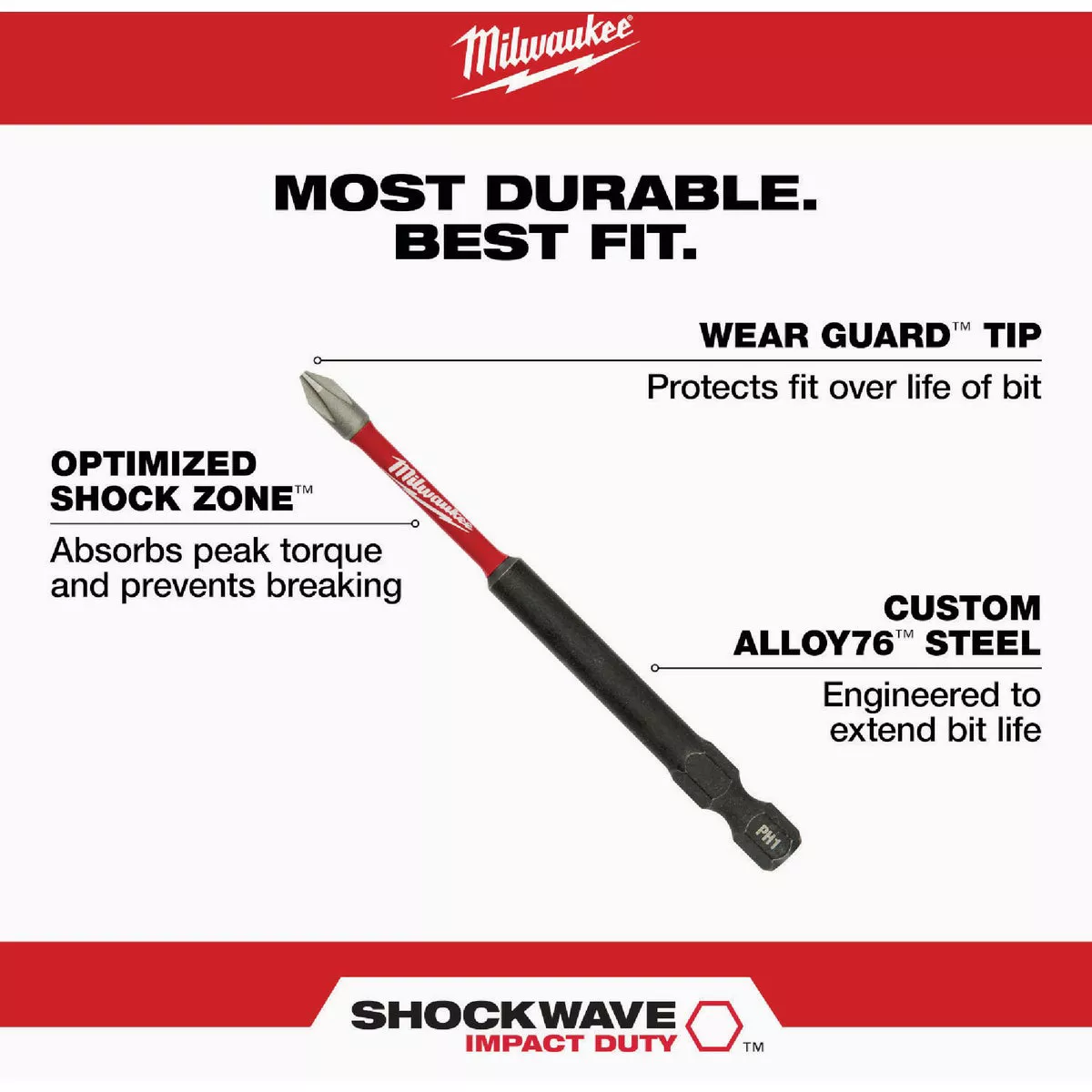Milwaukee SHOCKWAVE Impact Duty Magnetizer Attachment with (2) PH2 Bits - photo 6
