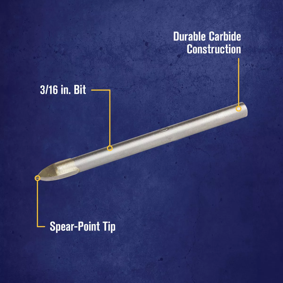 Irwin 3/16 In. x 6-1/4 In. Carbide Glass & Tile Drill Bit - photo 3