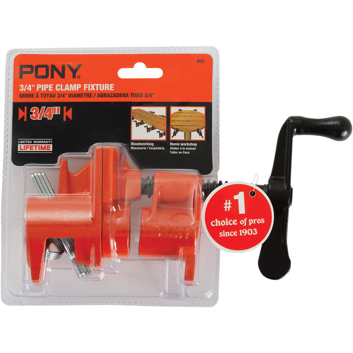Pony 3/4 In. Pipe Clamp Fixture with Crank Handle for Black Pipe Do