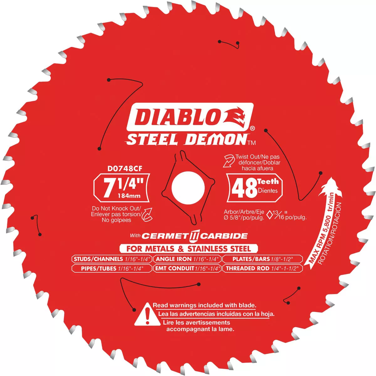 Diablo Steel Demon 7-1/4 In. 48-Tooth Cermet II Metal Circular Saw Blade