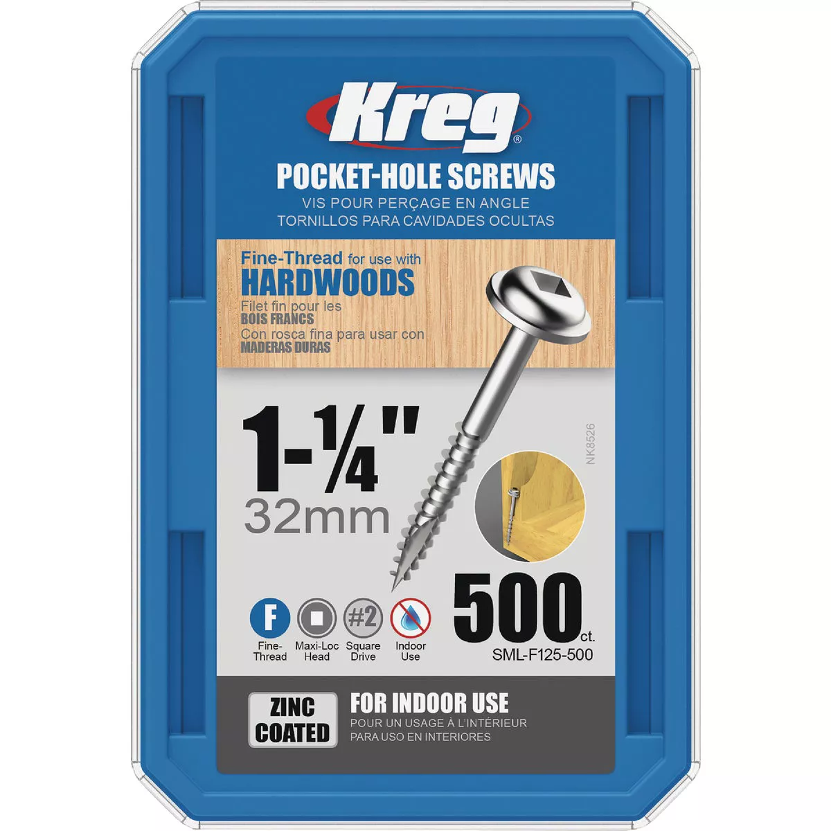 Kreg #7 x 1-1/4 In. Square Fine Thread Maxi-Loc Head Zinc Pocket-Hole Screw (500 Ct.) - photo 5