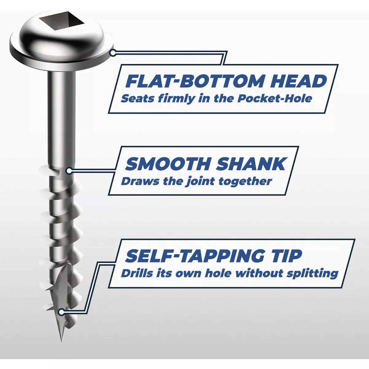 Kreg #8 x 1-1/4 In. Square Coarse Thread Maxi-Loc Head Zinc Pocket-Hole Screw (100 Ct.) - photo 3