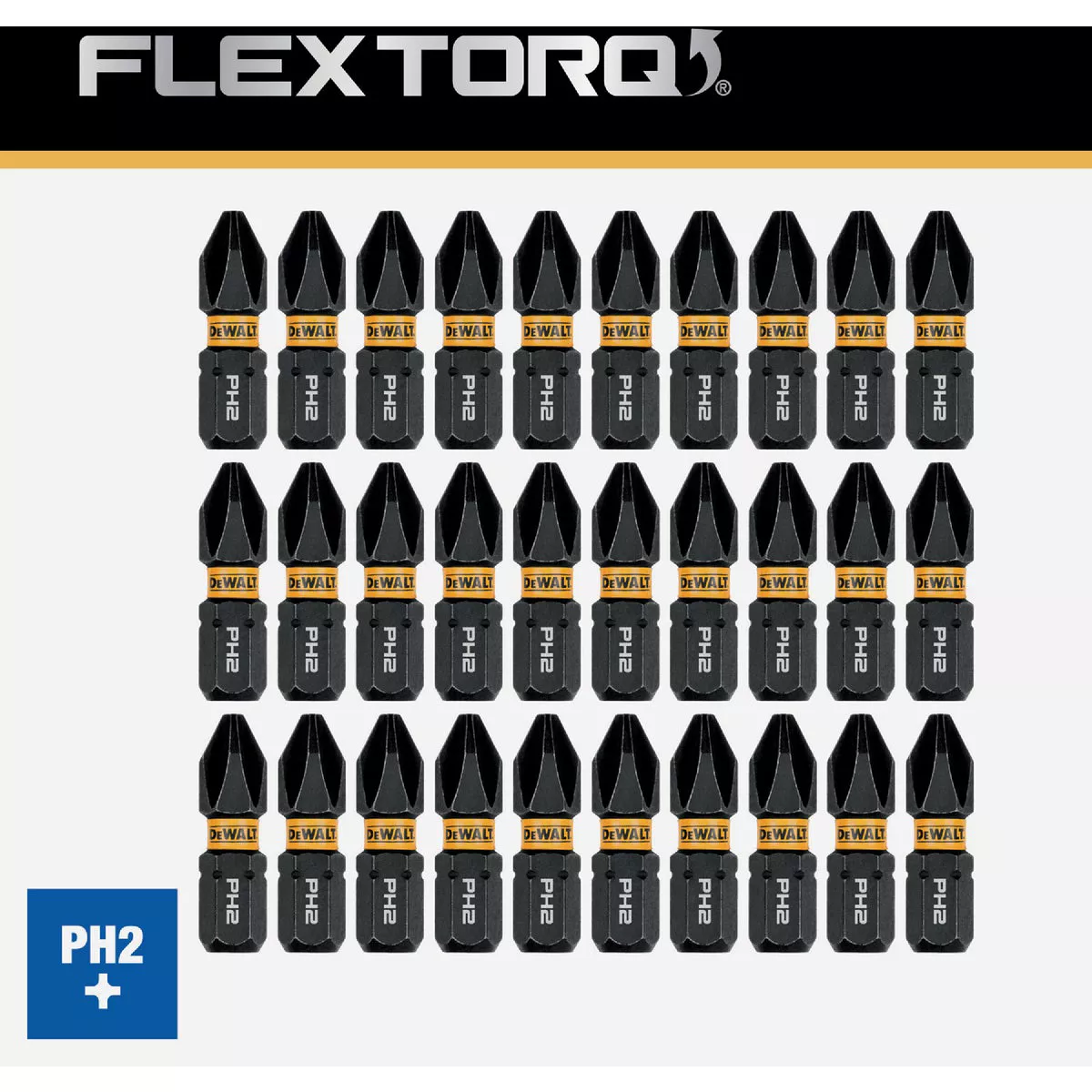 DEWALT FlexTorq 1 In. #2 Phillips Impact Screwdriver Bit (30-Pack)