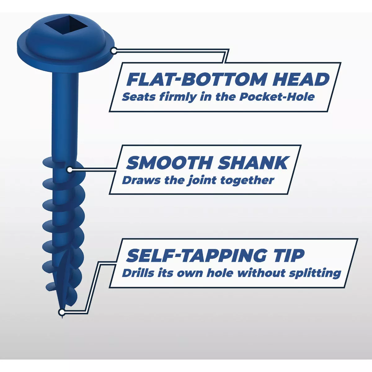Kreg Blue-Kote #8 x 2-1/2 In. Square Coarse Thread Maxi-Loc Head Pocket-Hole Screw (250 Ct.) - photo 3