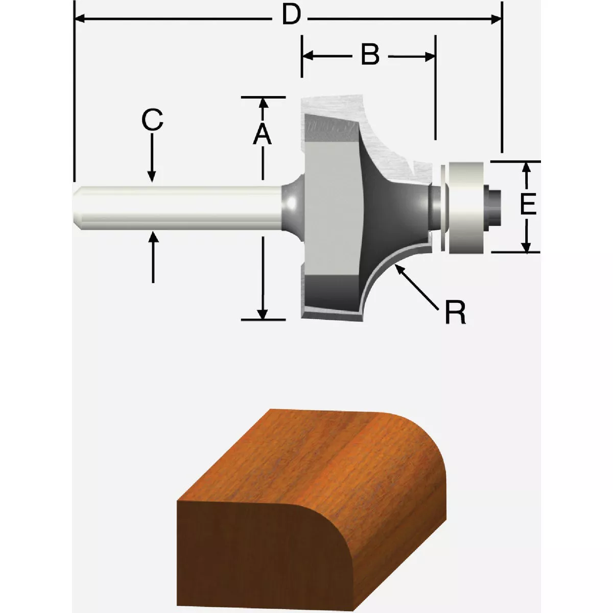 Vermont American Carbide Tip 1/16 In. Roundover Bit