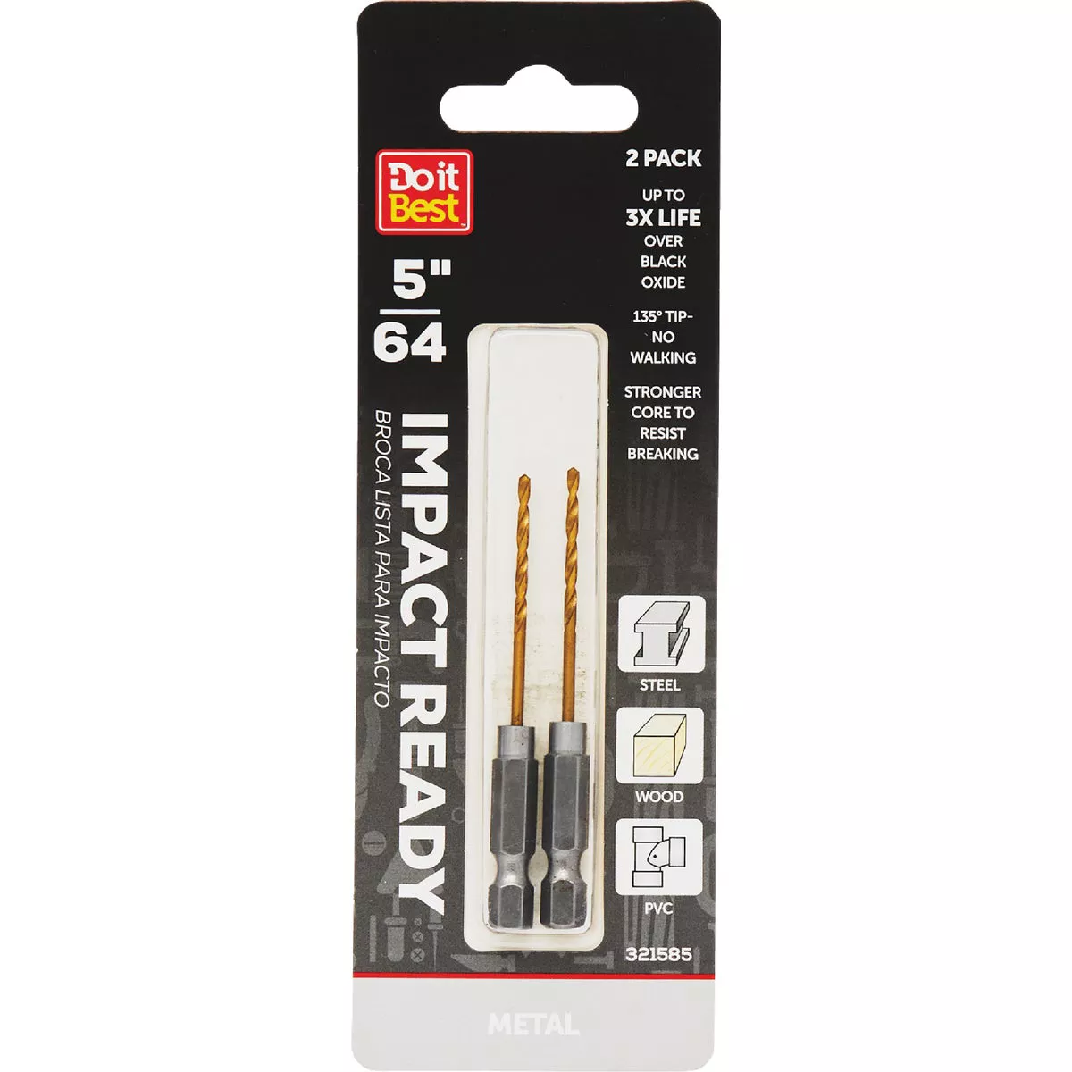 Do it Best 5/64 In. Impact Ready Titanium Hex Shank Drill Bit (2-Pack)