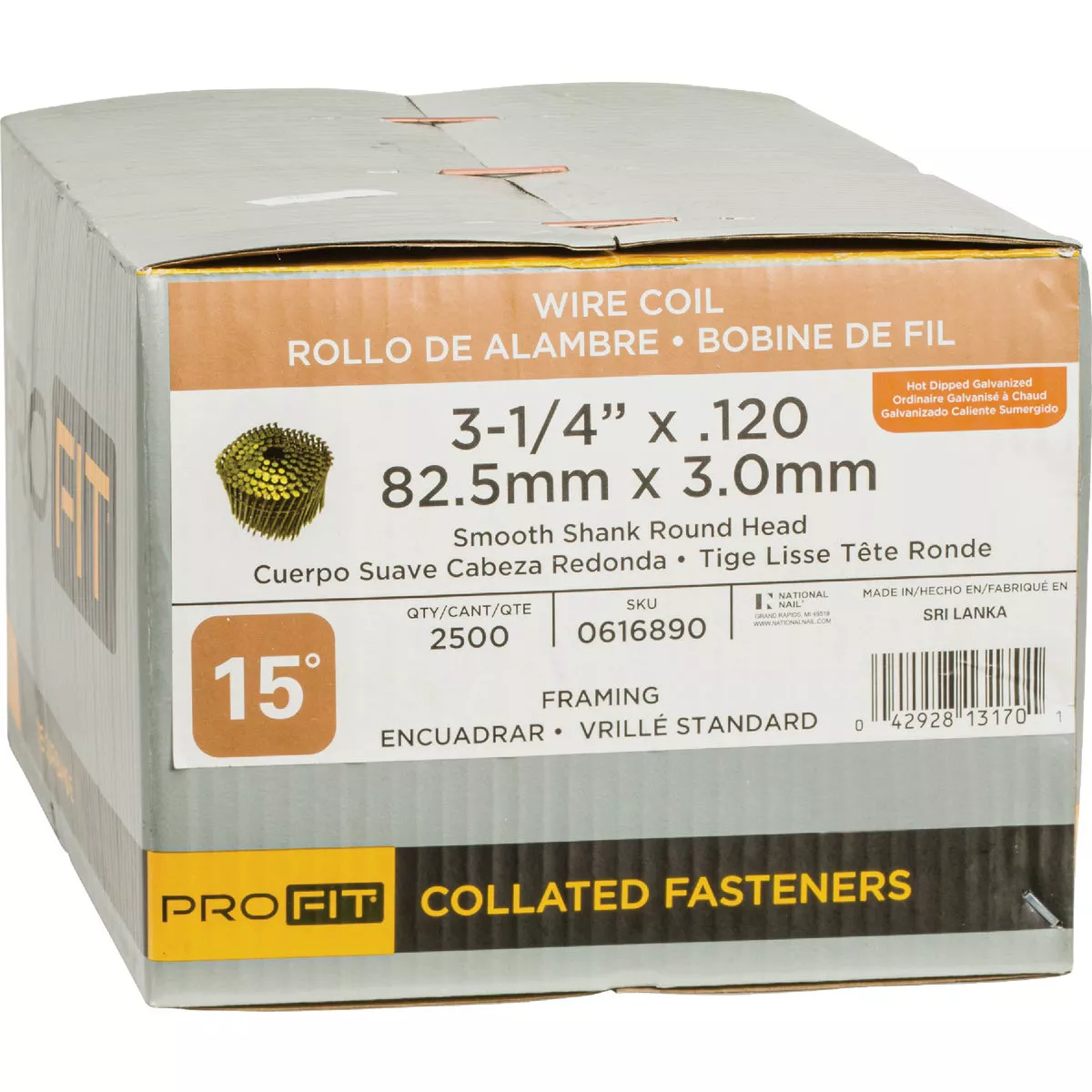 Pro-Fit 3-1/4 In. x 0.120 In. 15 Degree Wire Weld Hot Dipped Galvanized Coil Framing Nail (2500 Ct.) - photo 2