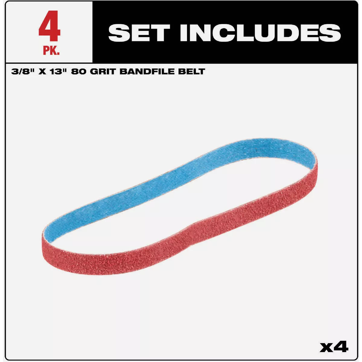 Milwaukee 3/8 In. x 13 In. 80 Grit Bandfile Belt (4-Pack) - photo 2