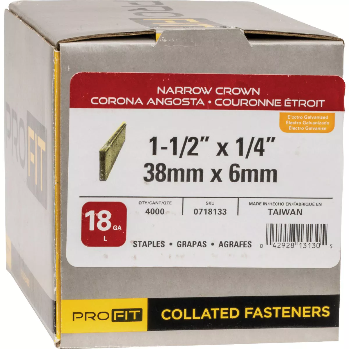 Pro-Fit 1/4 In. x 1-1/2 In. 18 Gauge Electro Galvanized L-Style Narrow Crown Staple (4000 Ct.) - photo 2