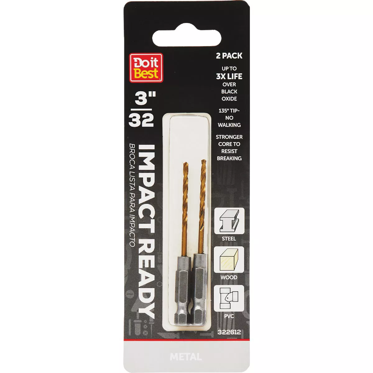 Do it Best 3/32 In. Impact Ready Titanium Hex Shank Drill Bit (2-Pack)
