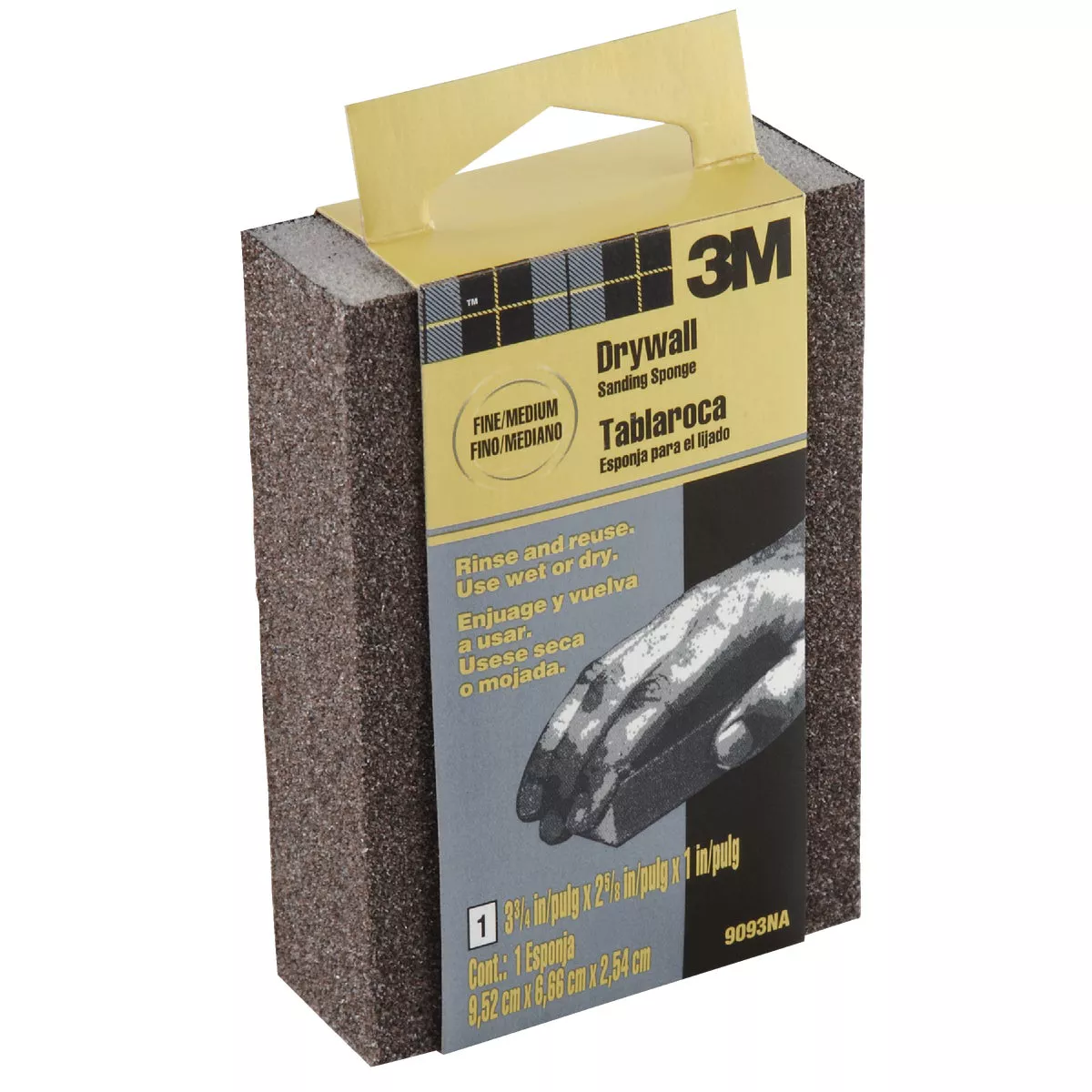 3M 2-3/8 In. x 3-3/4 In. x 1 In. Drywall Sanding Sponge, Fine/Medium - photo 2