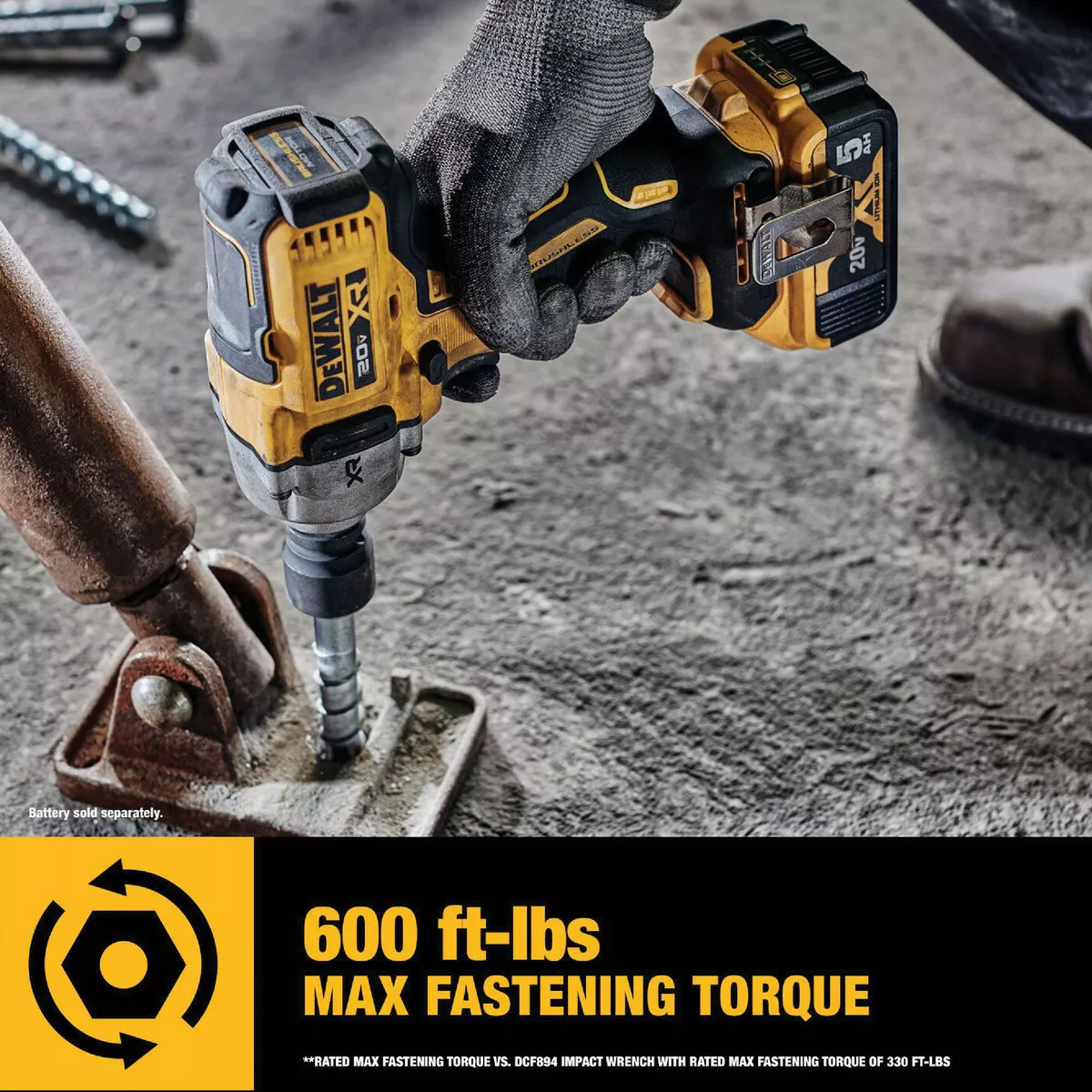 DEWALT 20V MAX XR Brushless 1/2 In. Mid-Range Cordless Impact Wrench with Hog Ring Anvil (Tool Only) - photo 5