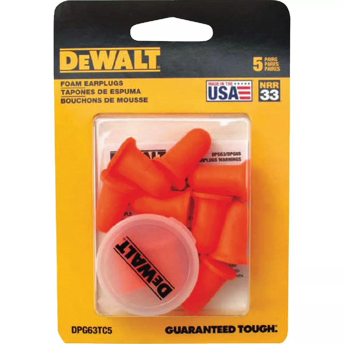 DEWALT NRR 33 dB Orange Foam Disposable Earplugs (50-Pair) - photo 2