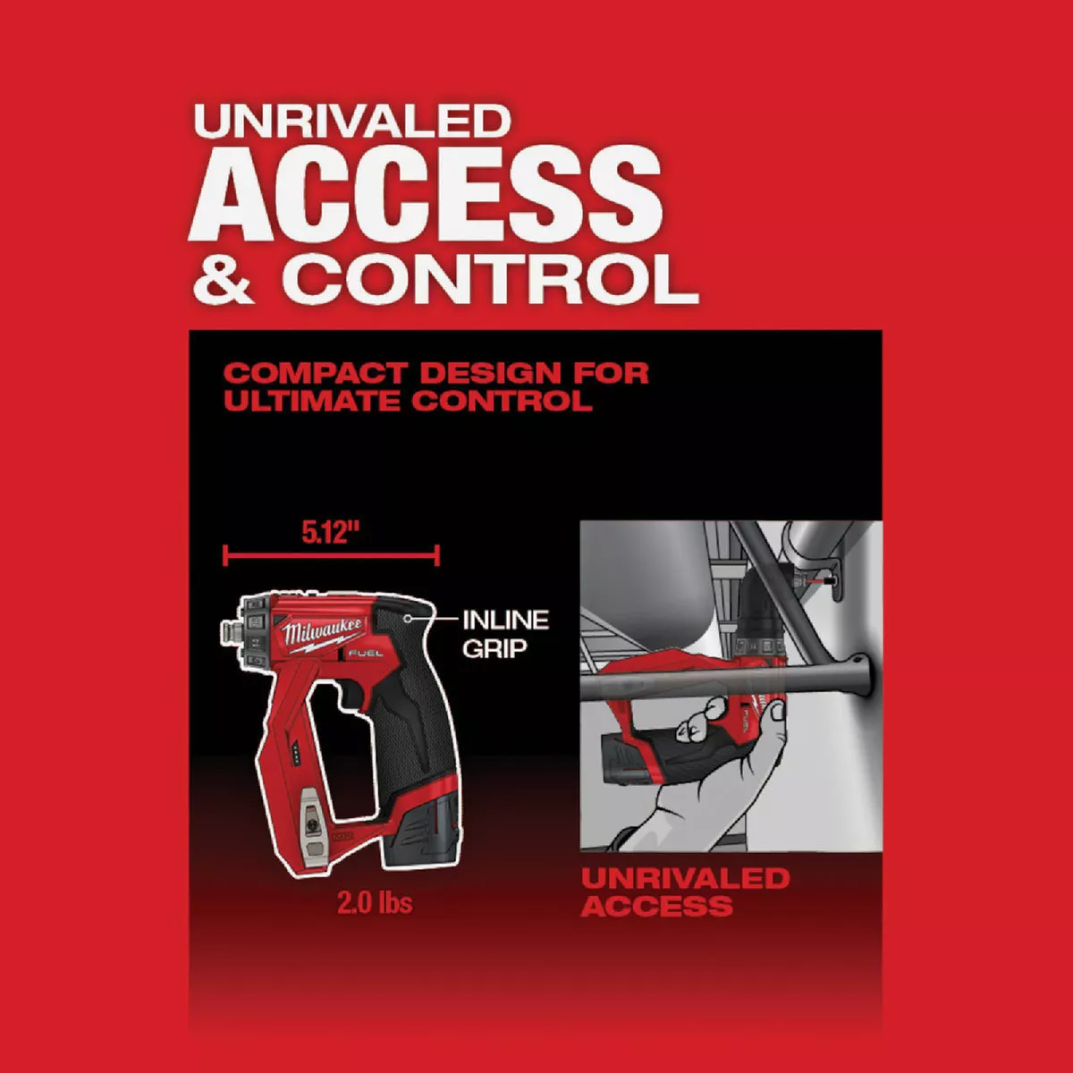 Milwaukee M12 FUEL Brushless 3/8 In. Installation Cordless Drill/Driver Kit with 4-Tool Heads & (2) 2.0 Ah Batteries & Charger - photo 5