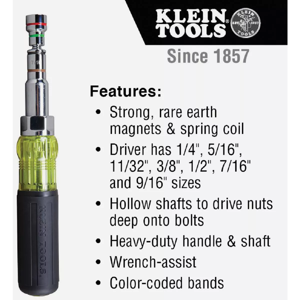 Klein SAE 9-in-1 Pass Through Magnetic Multi-Nut Driver - photo 6