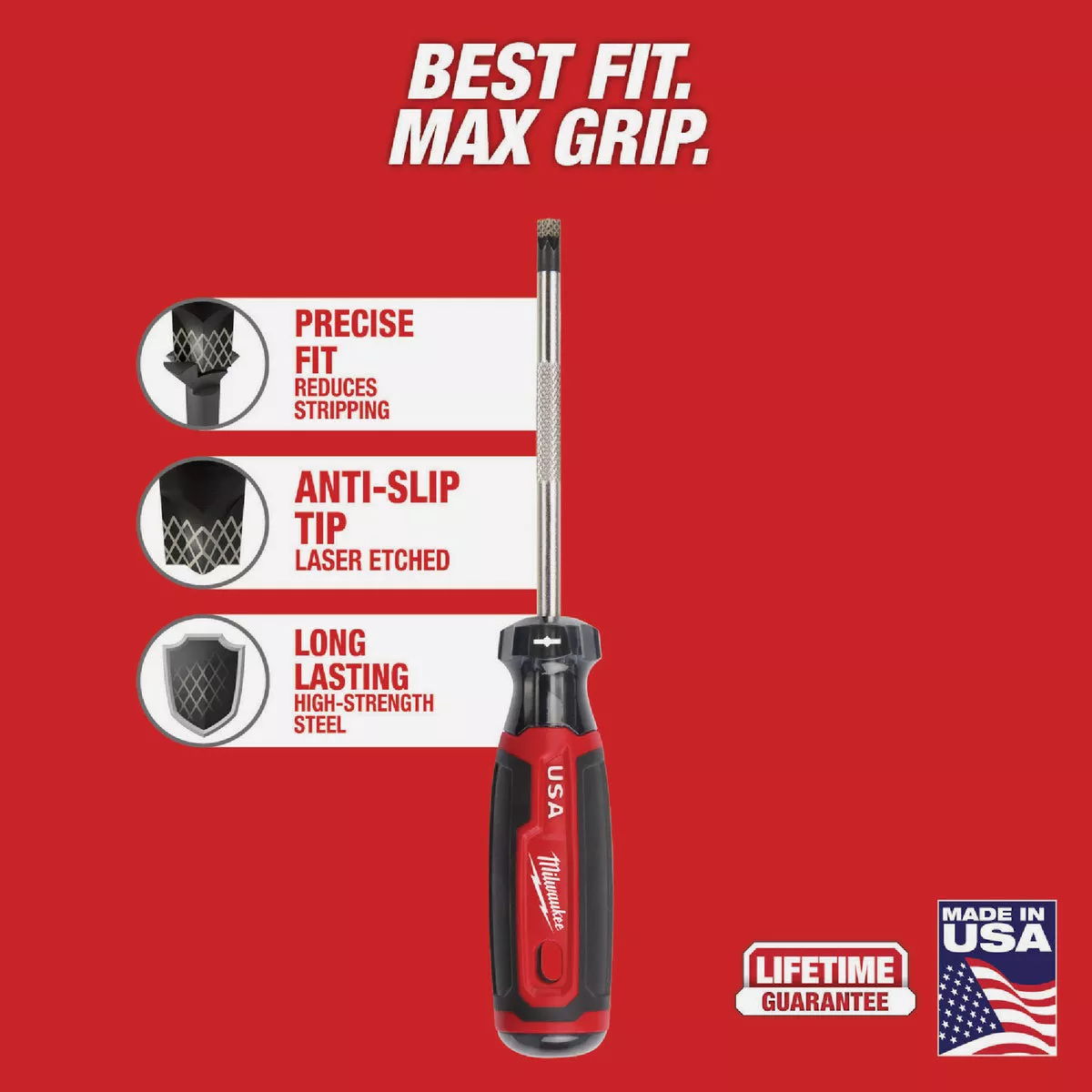 Milwaukee #2 x 4 In. ECX Cushion Grip Screwdriver (USA) - photo 4