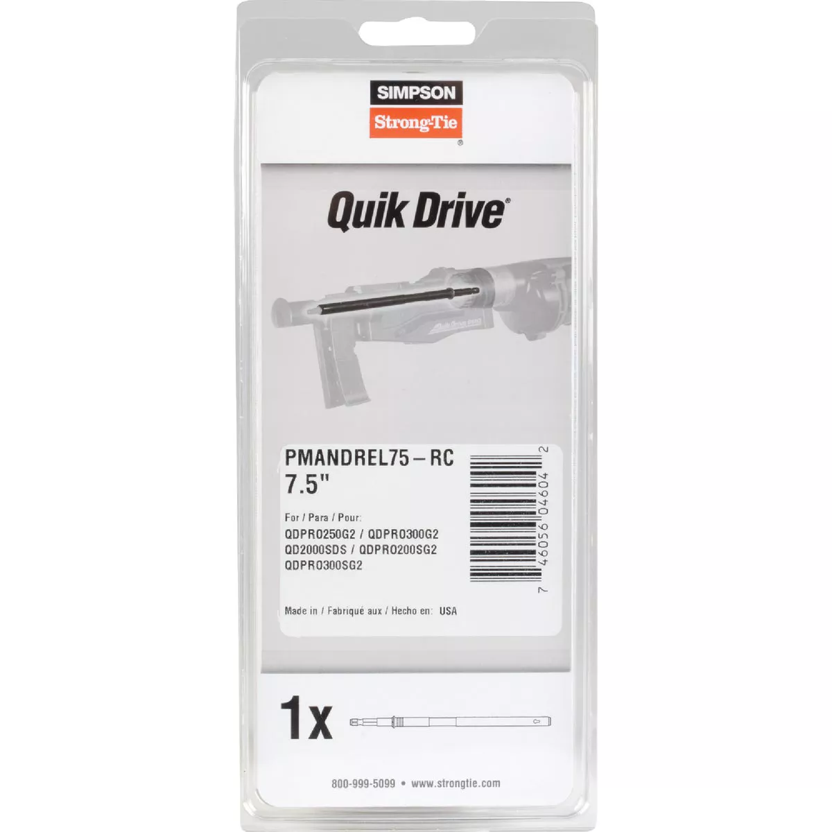 Quik Drive 1/4 In. W. x 7-1/2 In. L. Mandrel - photo 2