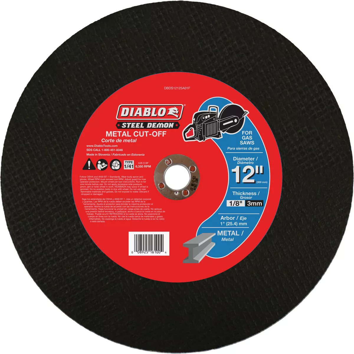 Diablo Steel Demon 12 In. x 1 In. Metal High Speed Cut Off Disc