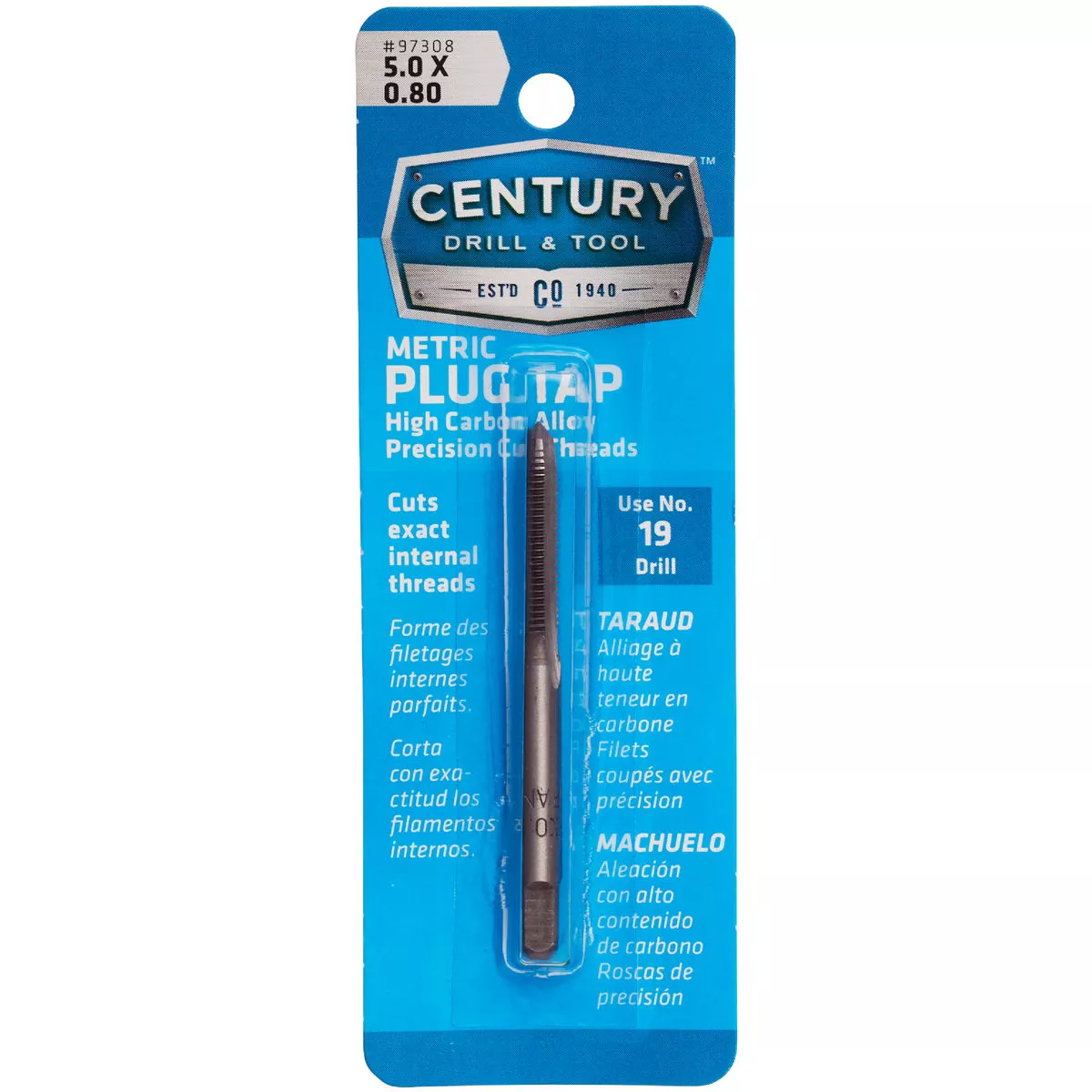 Century Drill & Tool 5.0x0.80 Carbon Steel Metric Tap