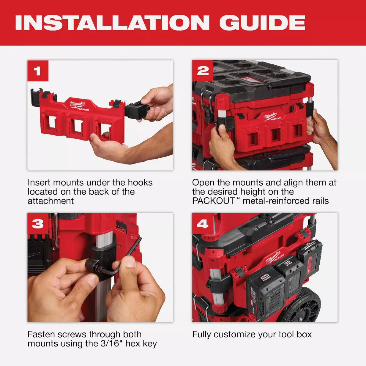 Milwaukee PACKOUT Tool Box M12 Battery Rack Attachment - photo 5