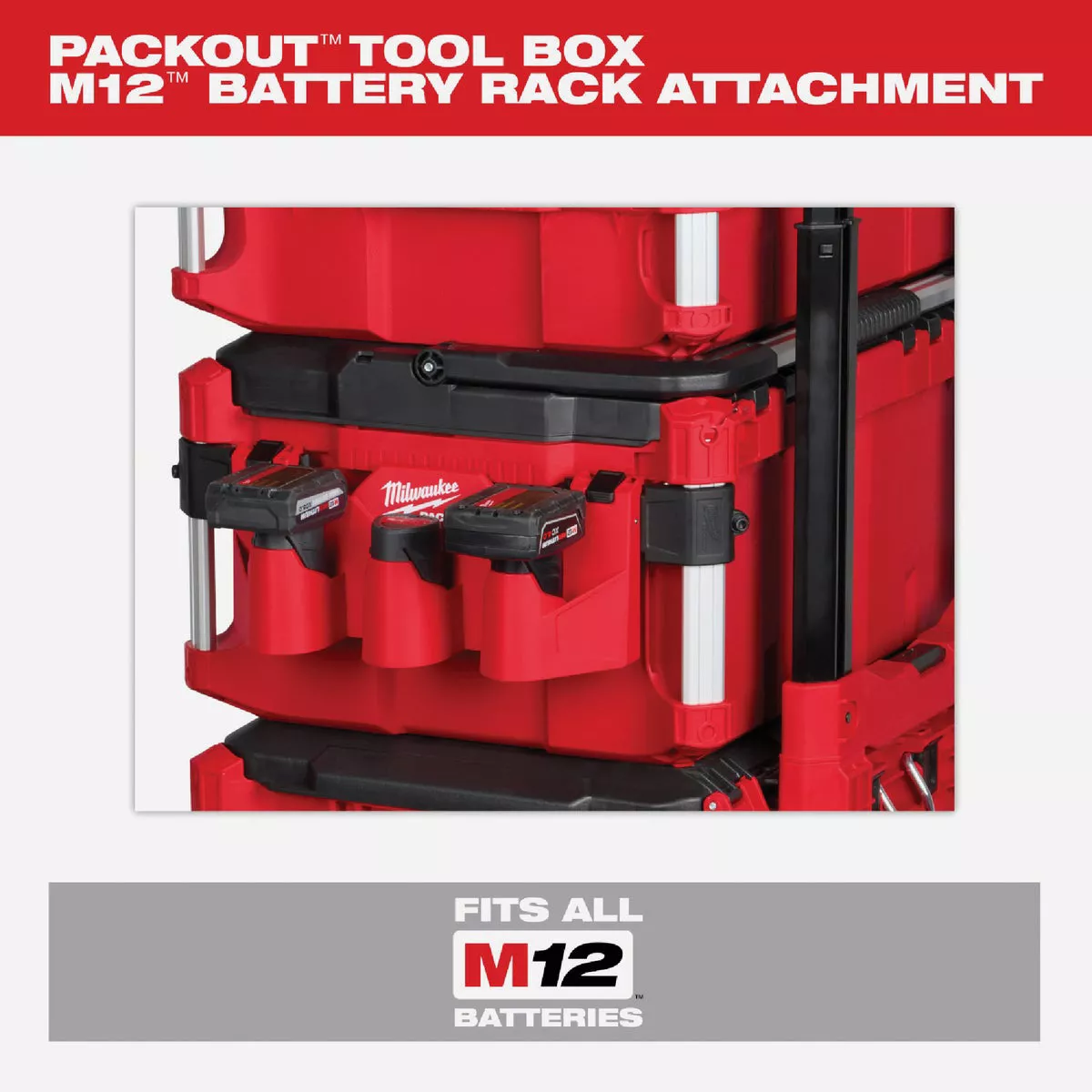 Milwaukee PACKOUT Tool Box M12 Battery Rack Attachment - photo 6