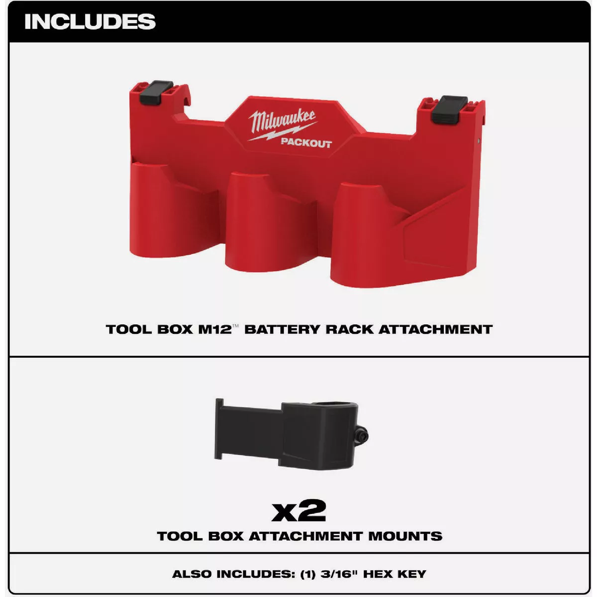 Milwaukee PACKOUT Tool Box M12 Battery Rack Attachment - photo 2