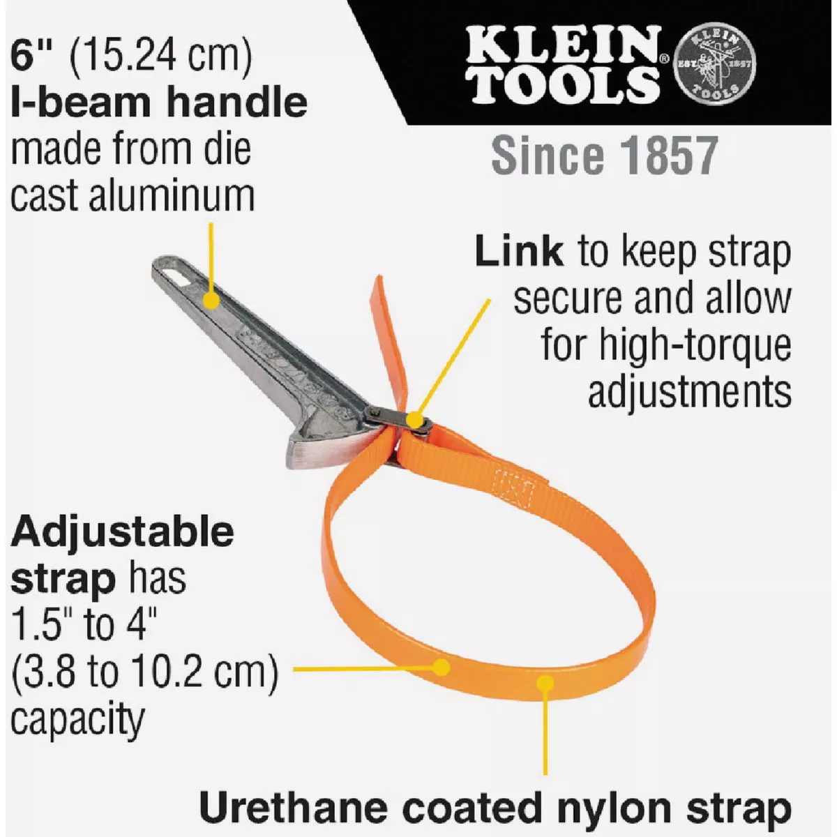 Klein Grip-It 1-1/2 In. to 4 In. Strap Wrench with 6 In. Handle - photo 6