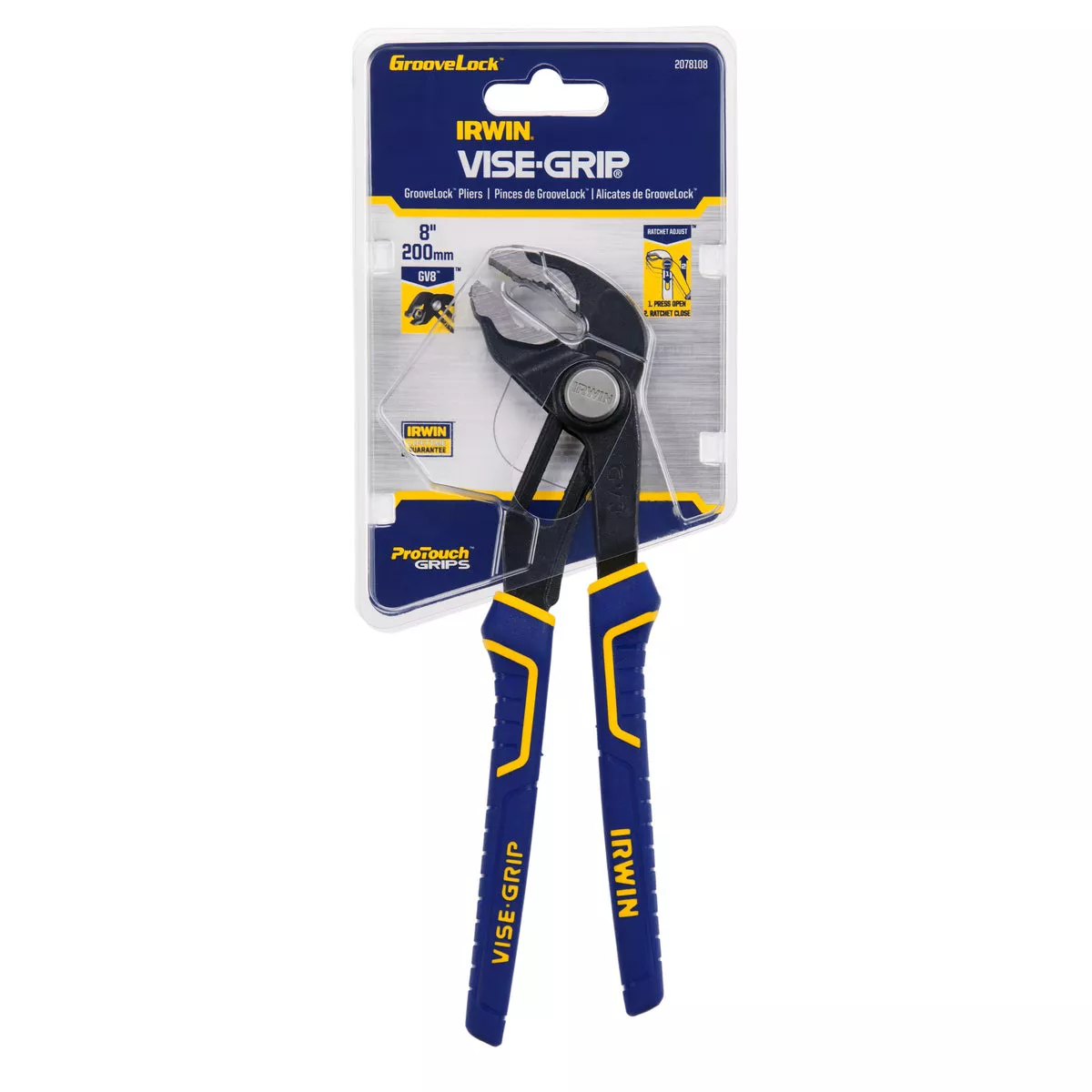 Irwin Vise-Grip 8 In. V-Jaw GrooveLock Groove Joint Pliers - photo 2