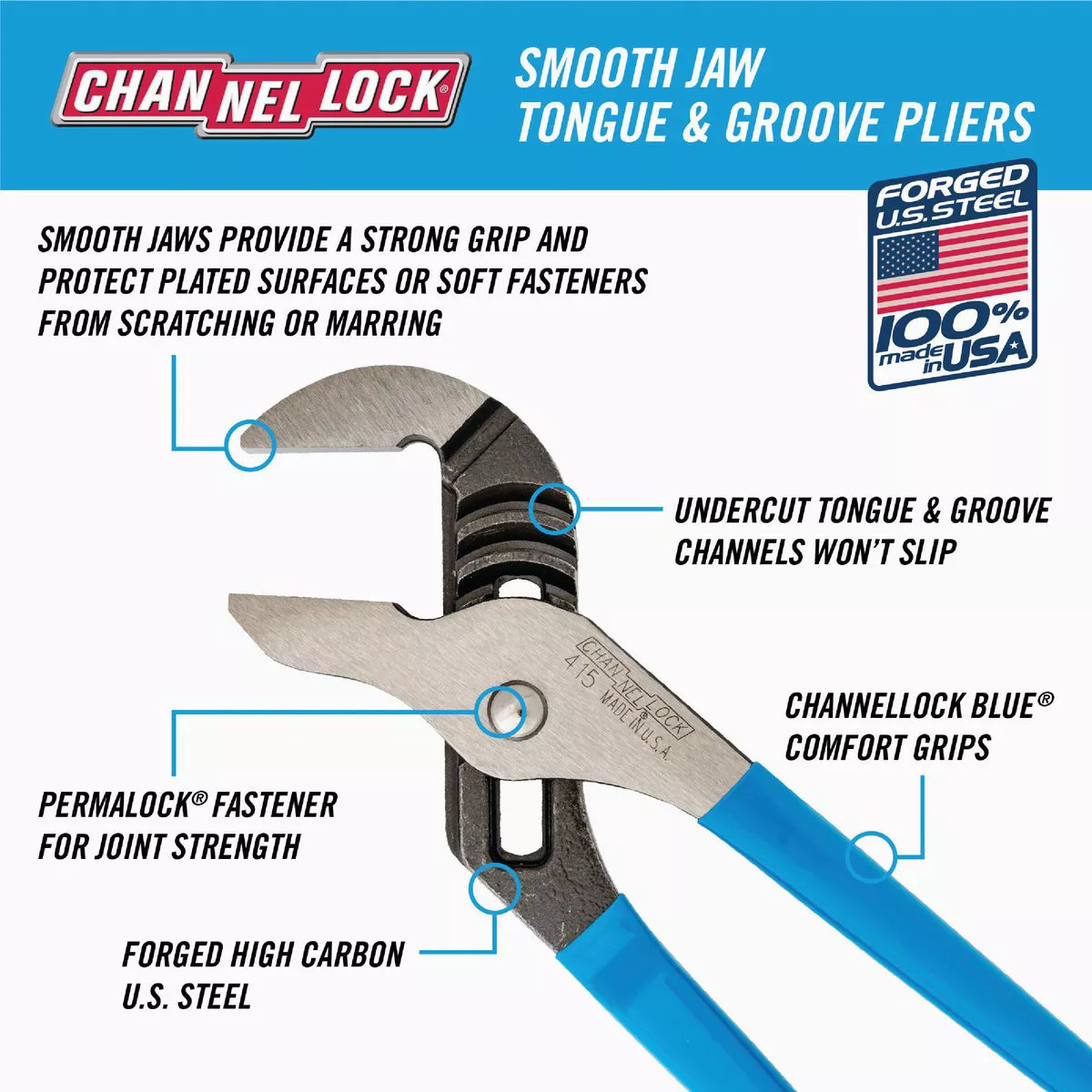 Channellock 10 In. Smooth Jaw Groove Joint Pliers - photo 5