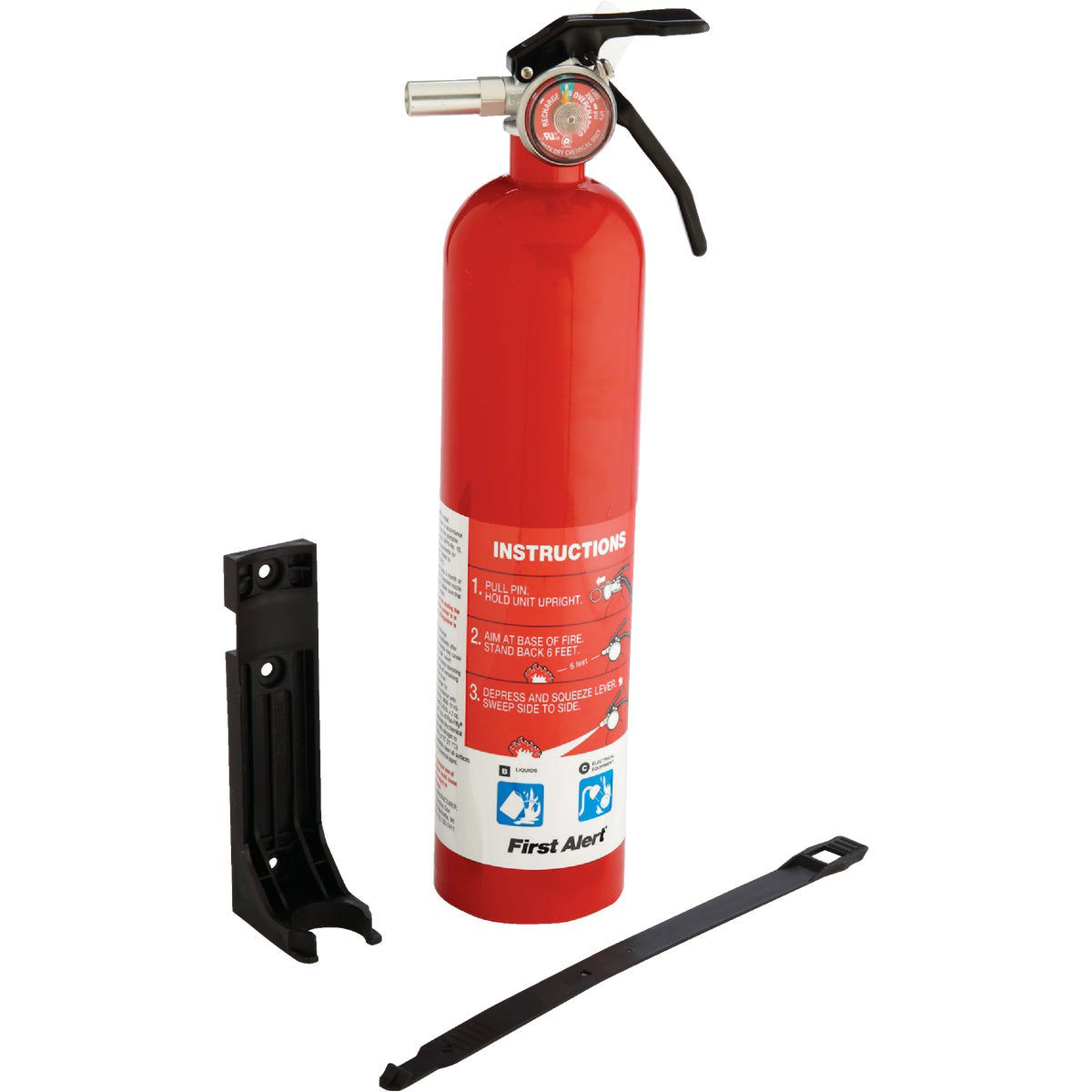 DOITOOL Fire Extinguisher Rack – Self-Adhesive Or Screw-Mount Holder, 2kg Capacity, Silver Iron Bracket For Wall Or Car Mounting