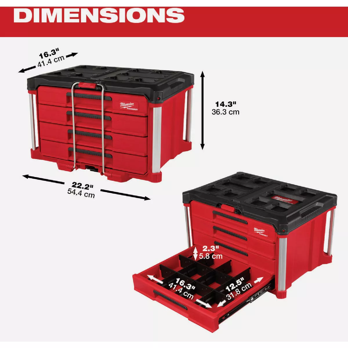 Milwaukee PACKOUT 4-Drawer Tool Box, 50 Lb. Capacity - photo 5