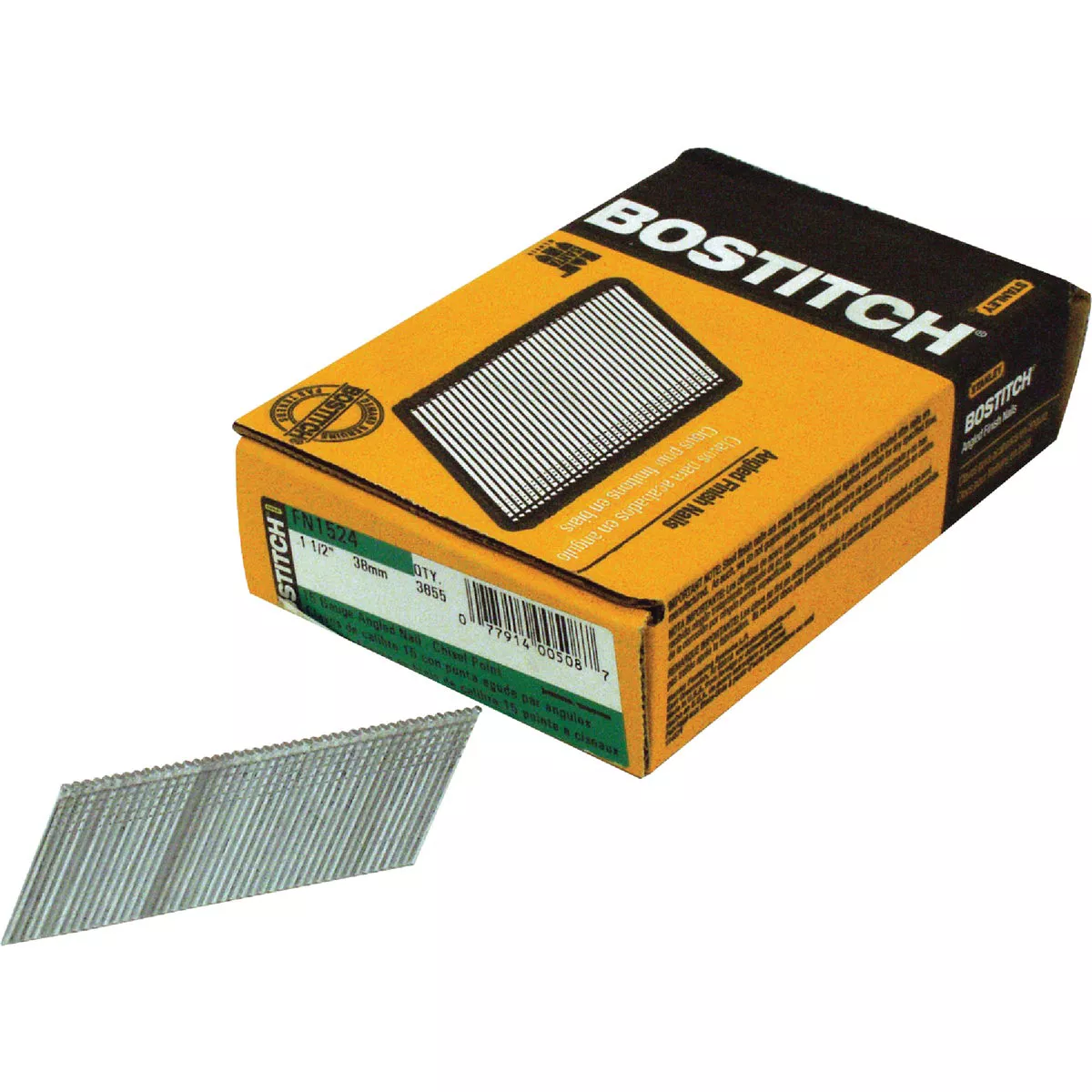 Bostitch 15-Gauge Coated 25 Degree FN-Style Angled Finish Nail, 1-1/4 In. (3655 Ct.)
