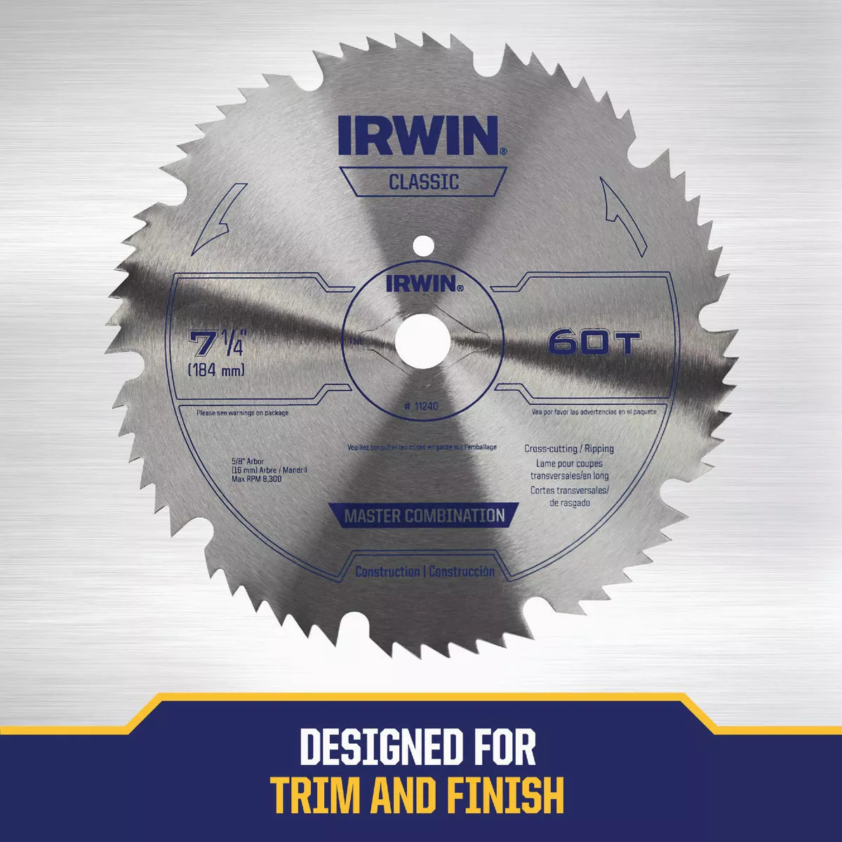 Irwin Steel 7-1/4 In. 60-Tooth Ripping/Crosscutting Circular Saw Blade - photo 4